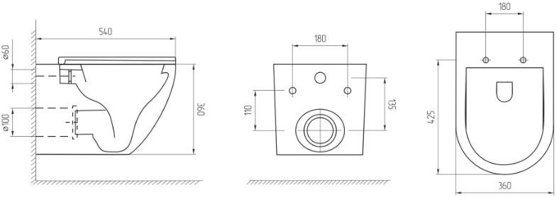Унитаз подвесной безободковый Сфера, крышка - сиденье  в компл, цв. белый, ZZ