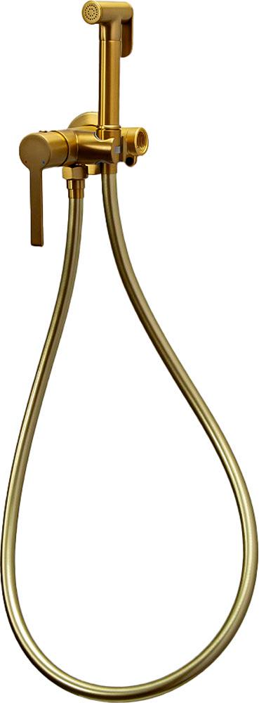 Комплект гигиенического душа (смеситель с внешней и встраив.частью, лейка, шланг), цв.брашированное золото ZZ