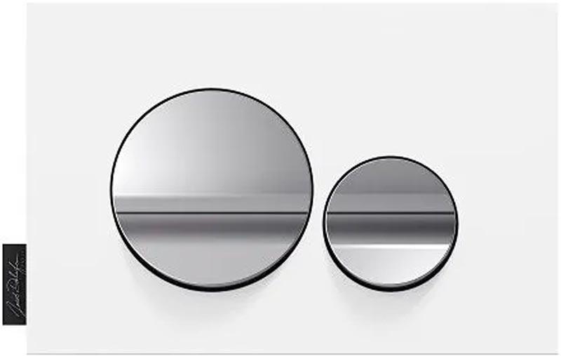 Клавиша двойного смыва для инсталляции, цвет /рамка белый мат, кнопки хром глянец ZZ