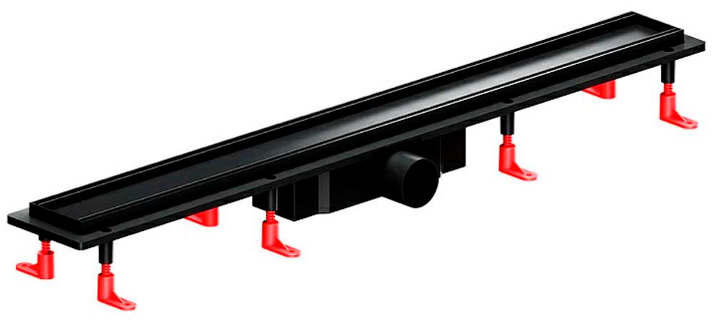 Душевой желоб 80 см, комбинированный затвор, решетка под плитку из нерж.стали, цв. черный матовый, ZZ