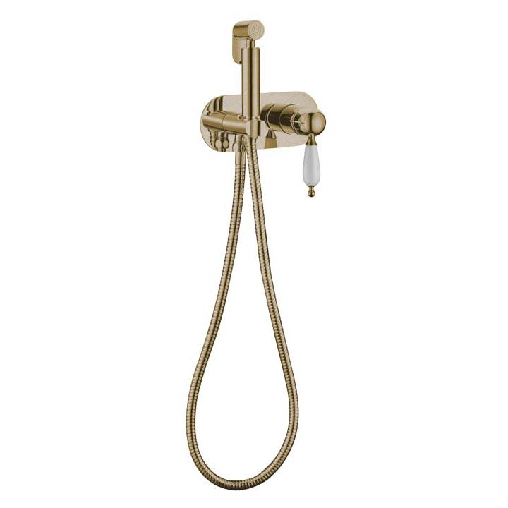 Комплект гигиенического душа (смеситель с внешней и встраив.частью, лейка, шланг, держатель лейки), цв.бронза ZZ
