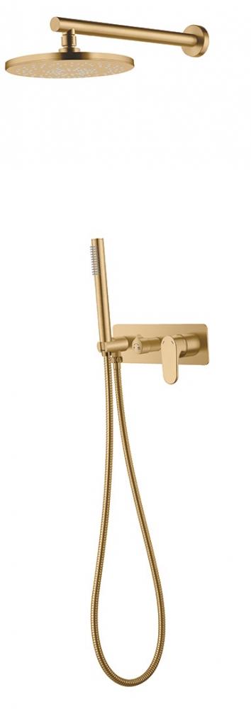 Смеситель встроенный для душа 454-BR с верхней лейкой SPECTRE, (Смеситель+ верхний душ + ручной душ), цв. бронза ZZ