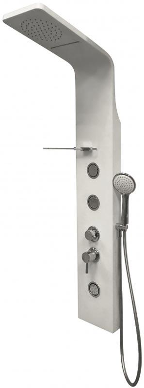 Гидромассажная панель Joy 136*32 см., 3 форс., смеситель с изливом, верх., ручн.душ, шланг, полочка, белая