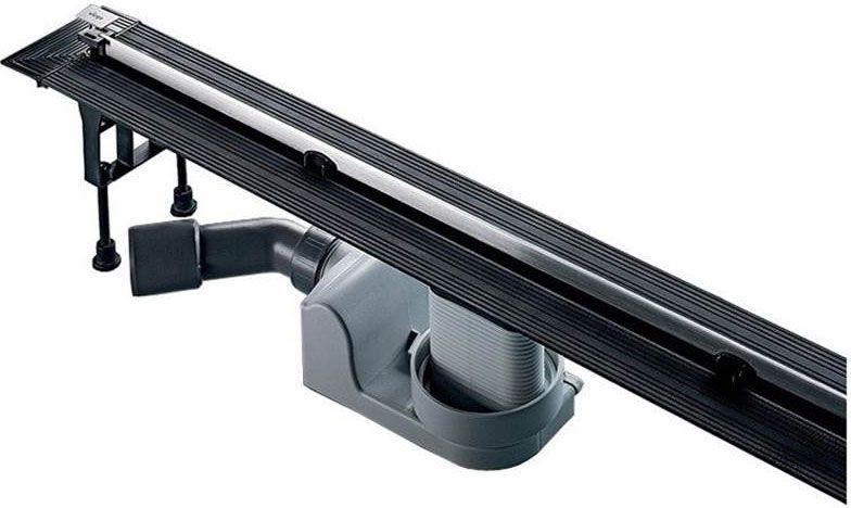 Душевой лоток, корпус укорачиваемый L-300-1200мм, h 95–165мм, готовый комплект, (глянцевая дизайн-вставка нерж сталь, сифон, ножки), Advantix Vario ZZ