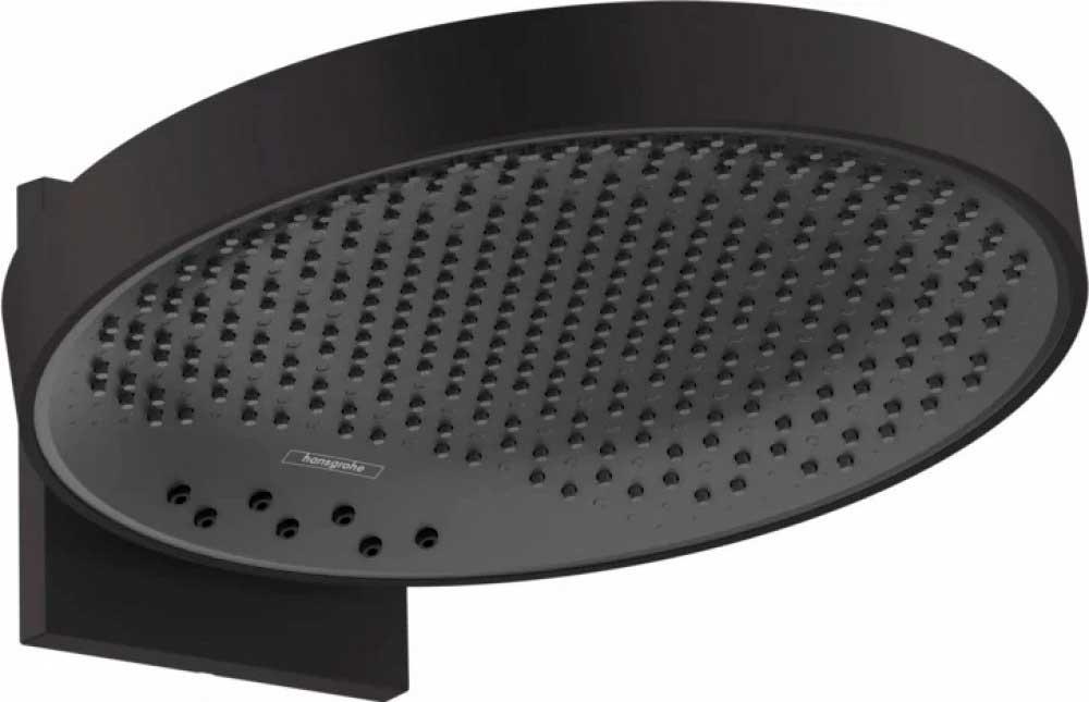 Верхний душ d360мм, 3 типа струи, с настенным креплением, без встр.часть арт.01800180, (цв.матовый черный), HG Rainfinity 360 3jet ZZ