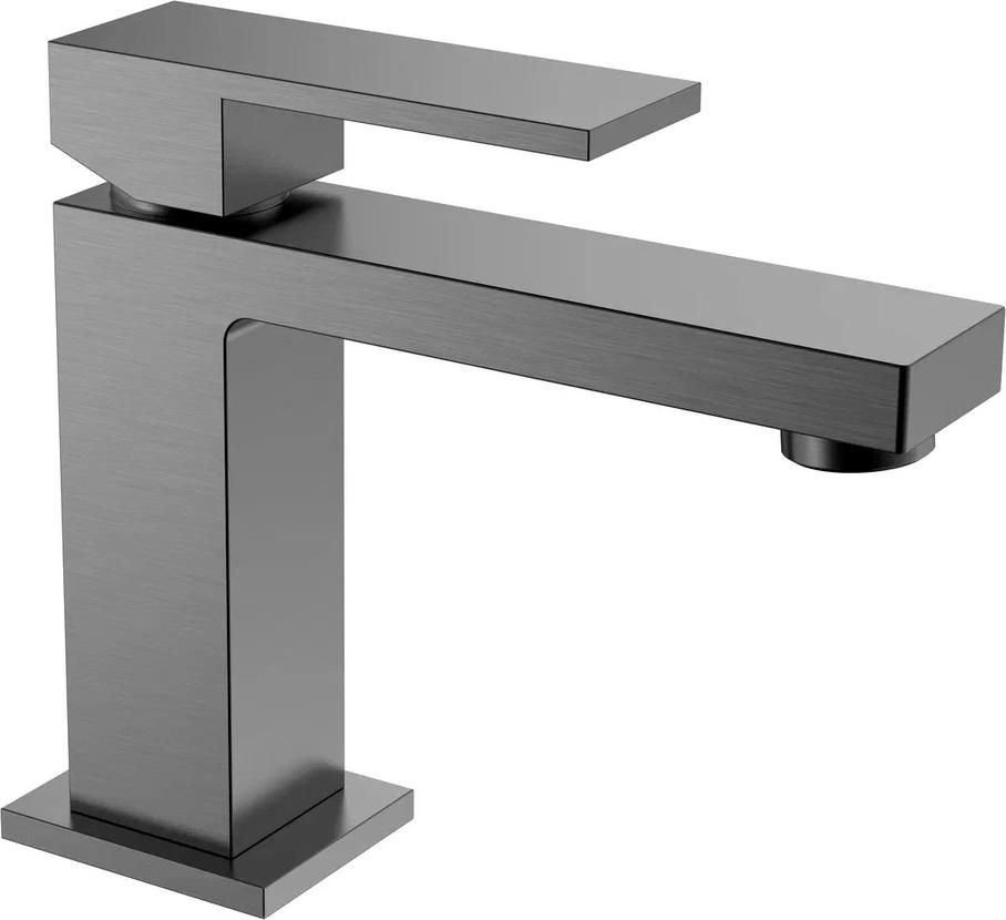 Смеситель для раковины Qubic matt gun metal, без донного клапана, цв. сталь, ZZ