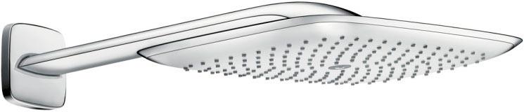 Душ верхний, стационарный, стеновой, 391х261мм, кронштейн 387мм, d 1/2, декор.чашка в компл., (цв.хром), PuraVida KL