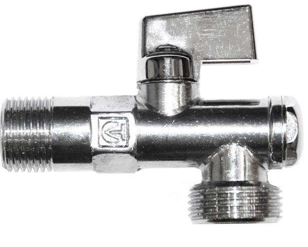Кран шаровый угловой (с фильтром) для подключения с/т приборов 1/2*3/4 VT 7682, хром
