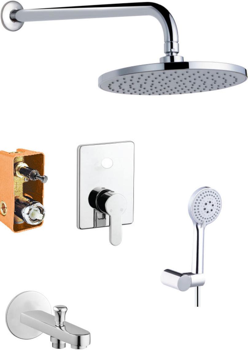 Набор для ванны встраиваемый (смеситель, излив, верхний, ручной душ), цвет хром ZZ