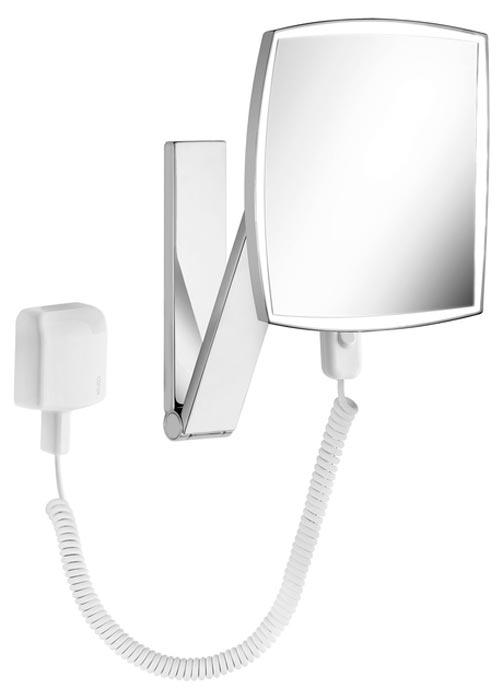 Зеркало косметич.200х200мм, квадр., на кронштейне с шарниром, с подсветкой 1х7Вт, увелич х5, провод, выключатель, (цв.хром), iLook move ZZ