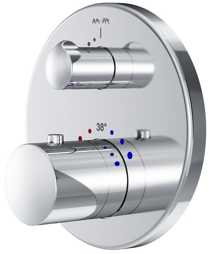 Смеситель для ванны/душа однорычажный с термостатом, встраиваемый в стену, без внутр.части (арт.F100100), хром ZZ