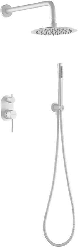 Душевой комплект встраиваемый Boheme Uno 464-2-MW Matt White (ручной, тропический душ, смеситель. шланг, держатель душа) цв. белый матовый, ZZ