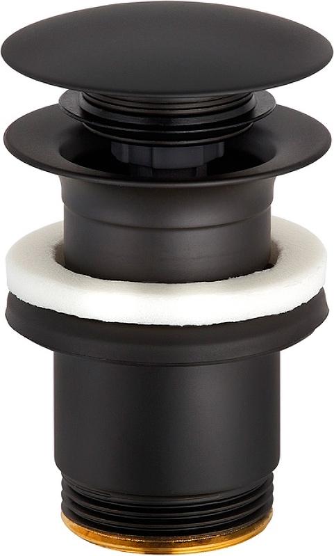 Донный клапан для раковины, PUSH-OPEN, цв.черный матовый ZZ