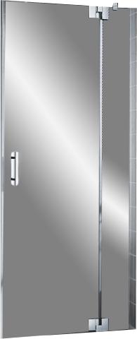 Дверь распаш. с неподв.сегмен в нишу, 900(880-910)хh2000мм, вход 589мм,(петли справа),(цв. гл.серебро,ст.6мм прозр), Filia XP ZZ