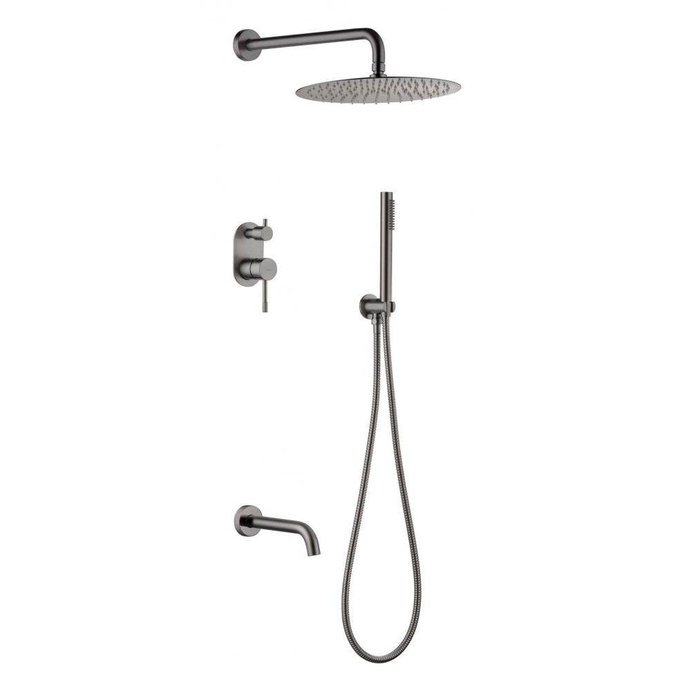 Душевой комплект Boheme Uno 464-2-GM Gun Metall (ручной, тропический душ, смеситель. шланг, держатель душа,излив) цв. серый, ZZ
