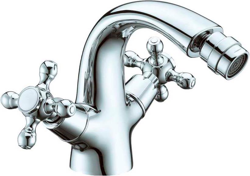 Смеситель для биде, двуручковый, без донного клапана, хром ZZ