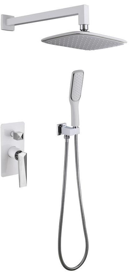 Смеситель встроенный Boheme Venturo 374-W С ВНУТРЕННЕЙ ЧАСТЬЮ, см-ль, верхний душ 25х25 см, душевой гарнитур, цв. белый-хром, ZZ