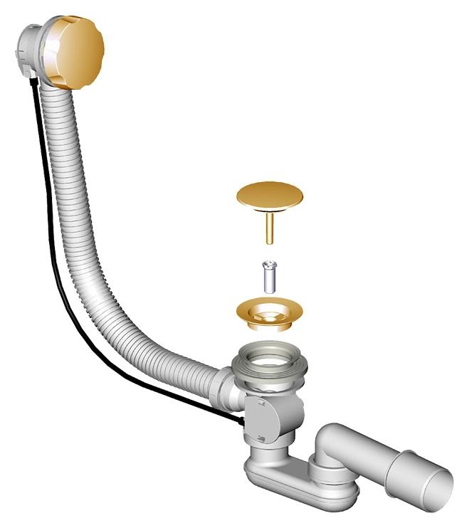 Слив-перелив для ванны Фэма, гофра, бронза ZZ