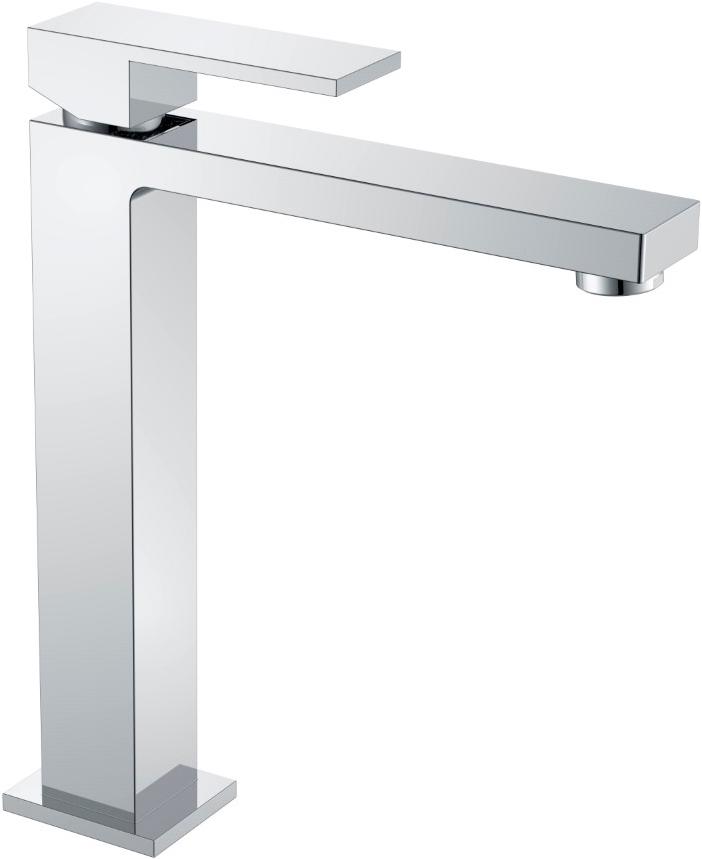 Смеситель для раковины высокий Qubic, без донного клапана, цв. хром, ZZ