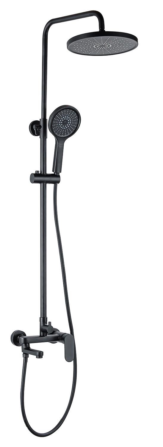 Душевая колонна Azario ARIZONA со смесителем для ванны, с поворотным изливом, круглая, черный ZZ