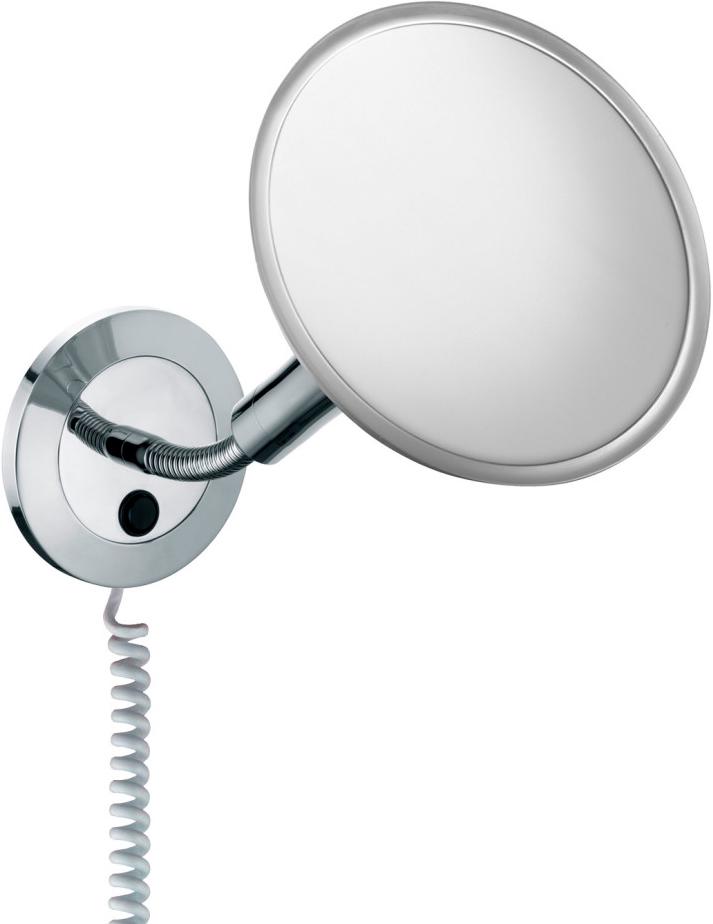 Зеркало космет., увелич. х5, подсветка 8W, d=207мм, выключ.на зеркале, со штекером и спиралевид. кабелем, крепл.в компл., (цв.хром), Elegance New XX