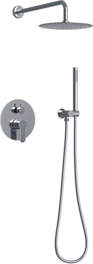 Душевой комплект : встраиваемый смеситель + внутренняя часть, верхний/ручной душ, цв. хром