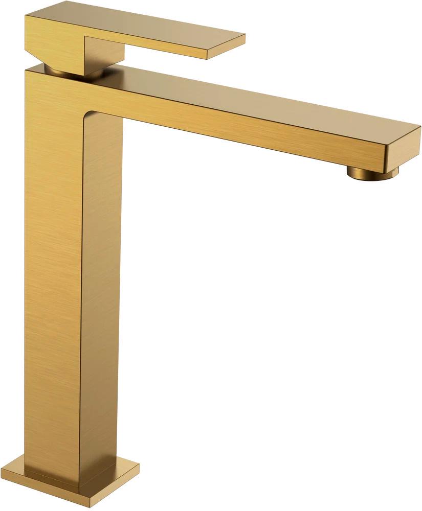 Смеситель для раковины высокий Qubic, без донного клапана, цв. бронза, ZZ