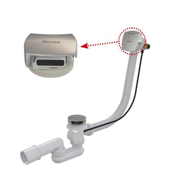 Слив-перелив для ванны, заполнение переливом, хром XX