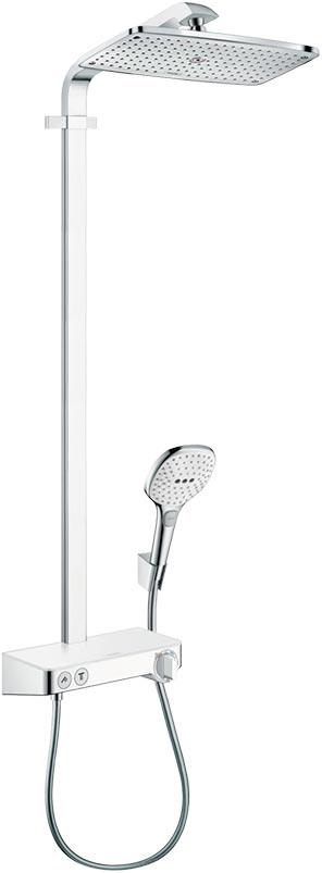 Смеситель д/д (термостат) со стационарн. верхним душем 360х190мм, ручной душ, шланг, кронштейн в компл.,(цв.белый/хром),Showerpipe ZZ