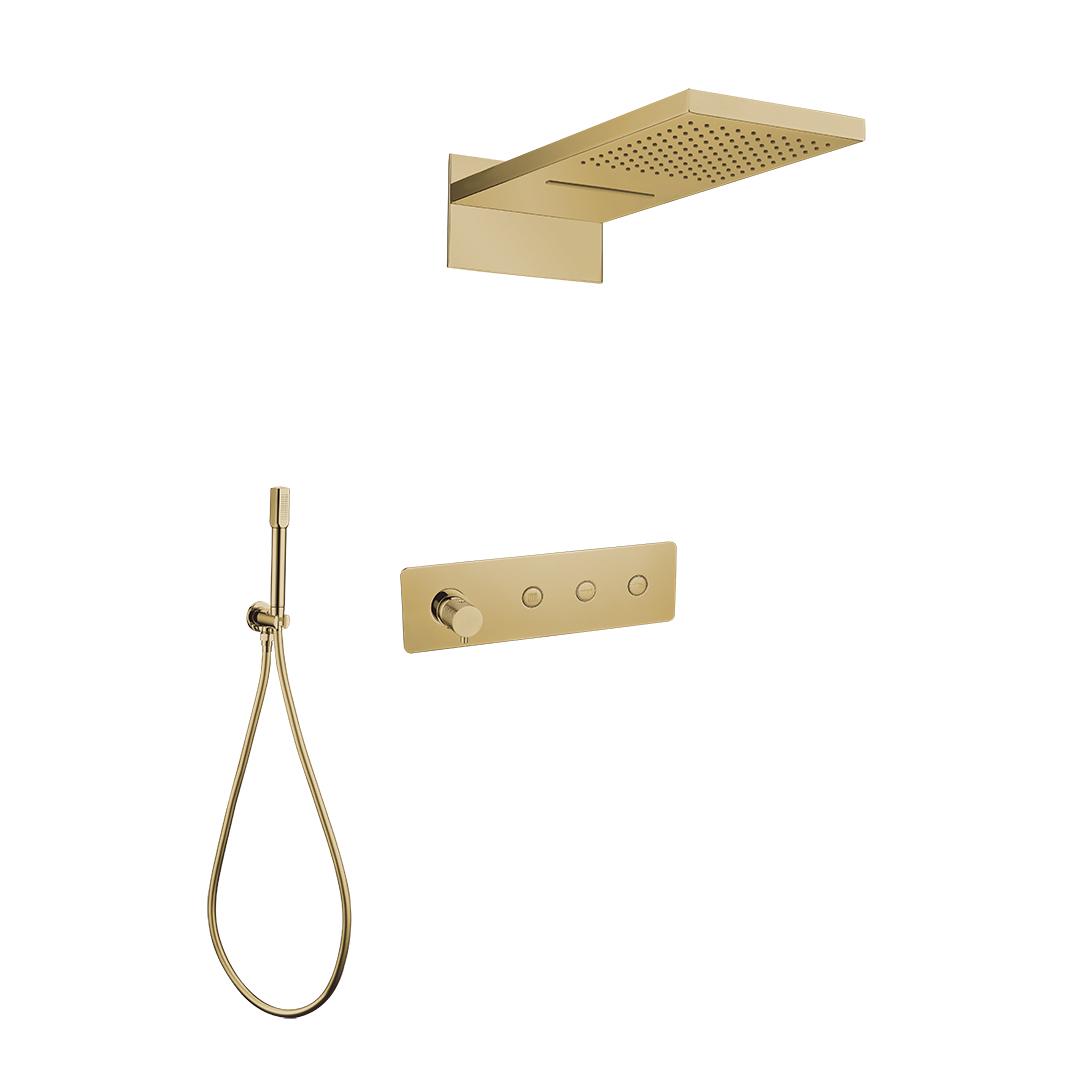 Душевая система скрытого монтажа (cмеситель+ручной душ+верхний душ), золото  FUSION ZZ