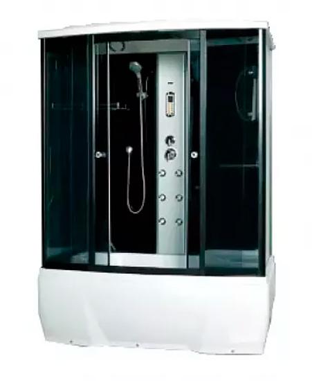 Душевая кабина 170x85x215 см, закрытая, c крышей, ГМ оборудование, Тропический верхний душ, профиль черный, ZZ