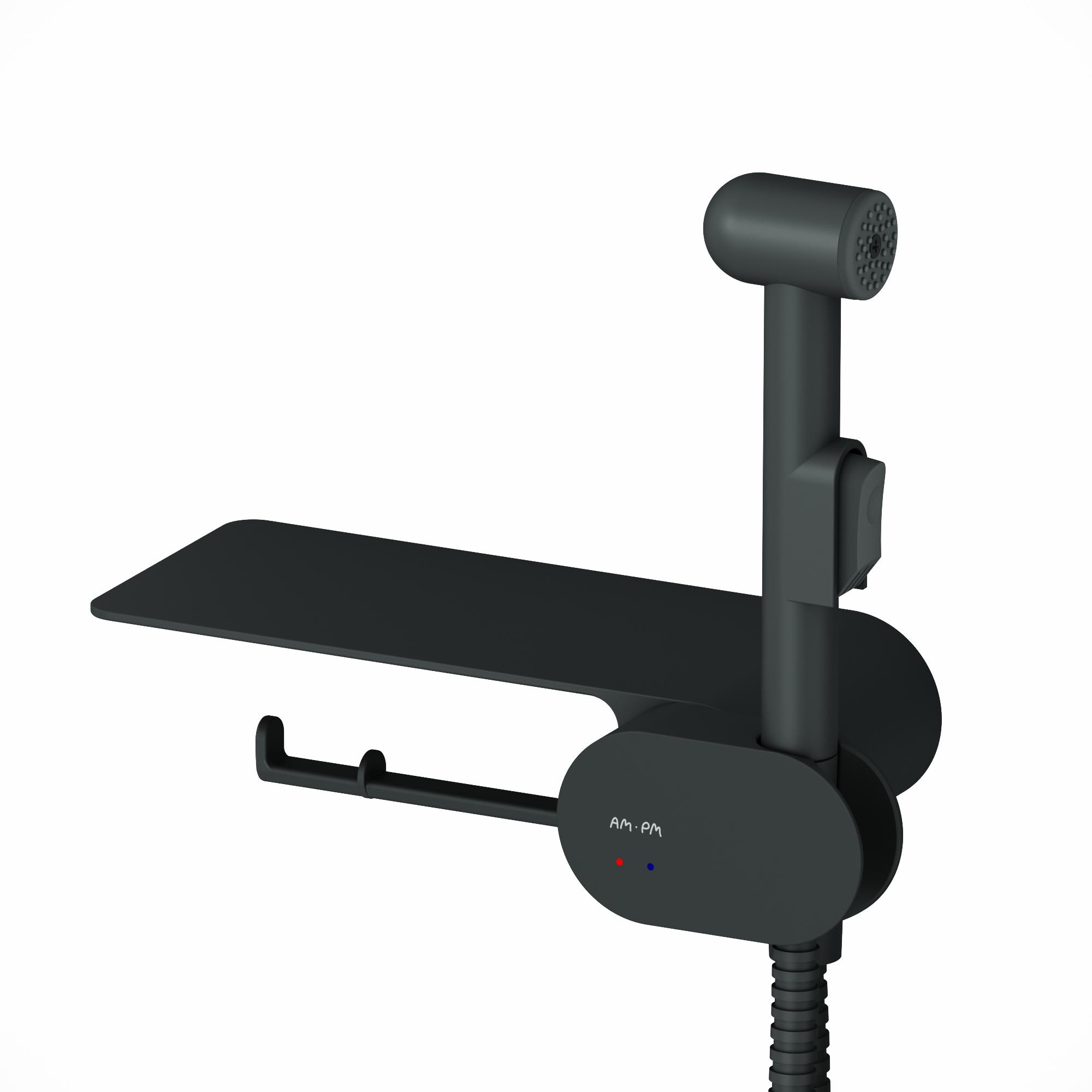 Душевой гигиенический набор Like (с внутренней частью,со смесителем и полочкой), цв. черный, ZZ