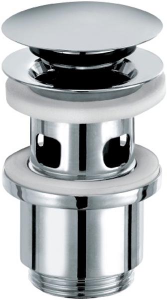 Донный клапан для раковины, PUSH-OPEN, с переливом, цв. хром ZZ