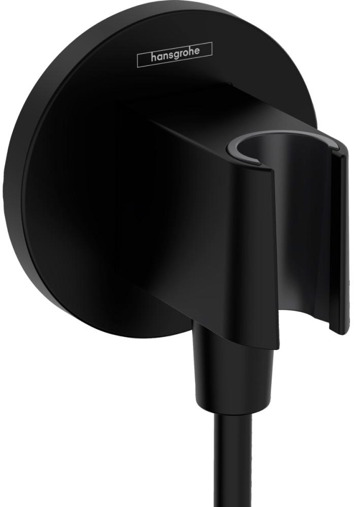 Держатель для лейки ручного душа, совмещенный со шланговым подсоединением 1/2, (цв.матовый черный), FixFit S ZZ