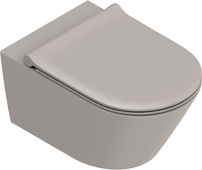 Унитаз подвесной, безободковый, смыв Tornado, 35х55см, БЕЗ сиденья, БЕЗ крепежа, (цв.Cemento Satinato, покрытие Twinglaze+), Zero ZZ