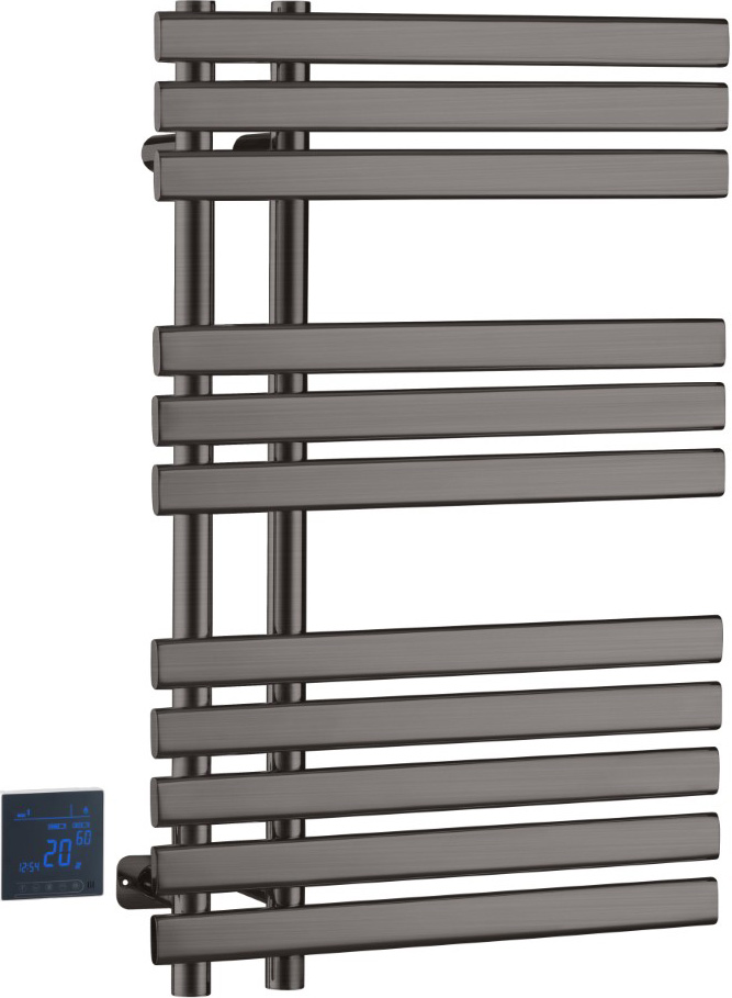 Полотенцесушитель электрический VENTURO GUN METAL 500*800 мм, цв.сталь глянец, ZZ