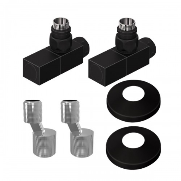 Монтажный набор Lemark с квадратными вентилями  для установки полотенцесушителей, латунь, цв. черный ZZ