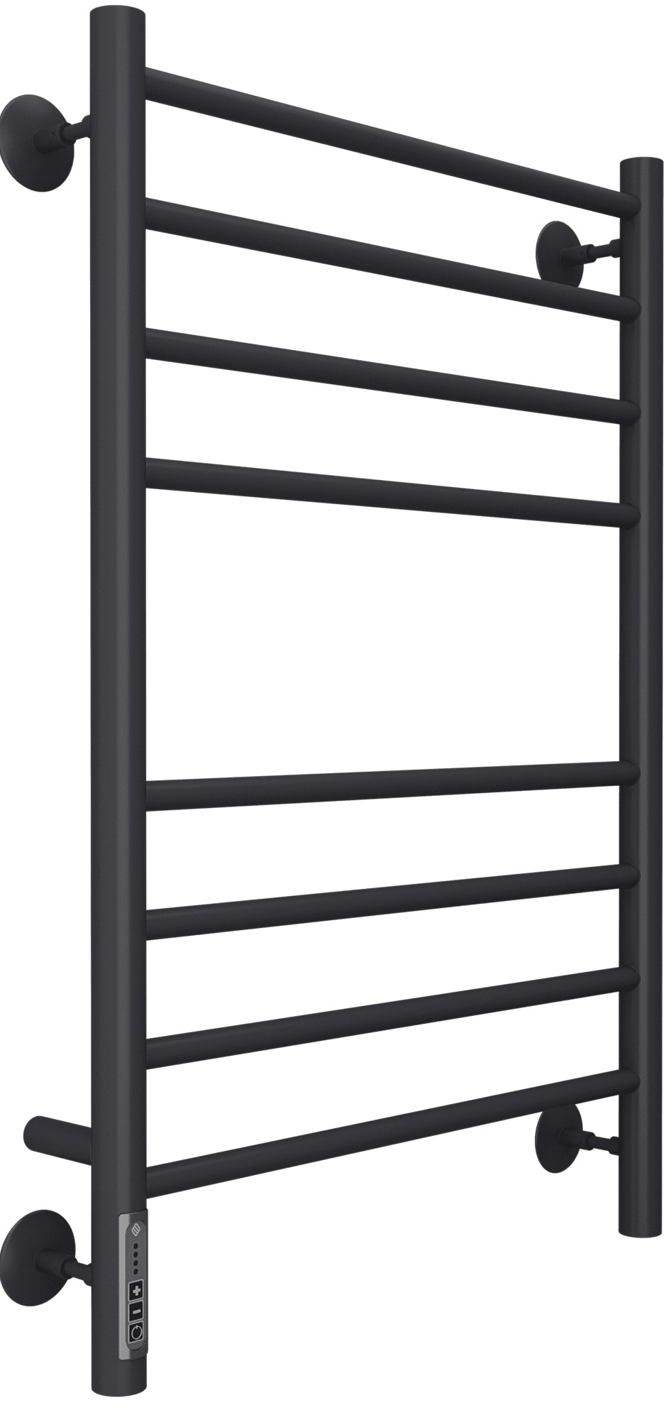 Полотенцесушитель Аврора П8 500х800 электро КС 9005 матовый ( new встроен диммер), скрытая проводка + кабель-вилка, управление СПРАВА, цв черный, ZZ