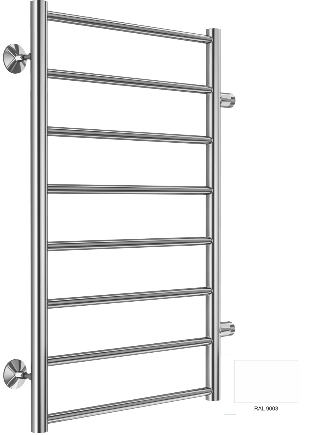 Полотенцесушитель водяной Аврора П8 500х800, нижнее подключение, цв. белый матовый порошковый (RAL 9003 матовый) ZZ
