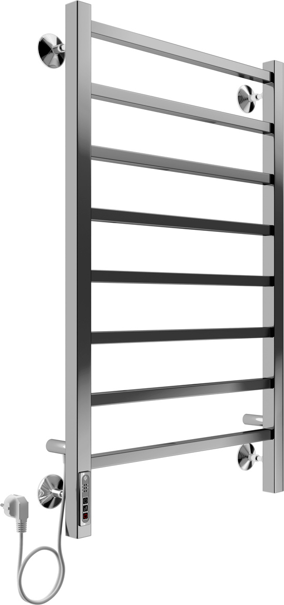 Полотенцесушитель электрический Ватикан П8 500х850 см, подводка скрытая + кабель-вилка, сухой (ЕвроТЭН), цвет хром, ZZ