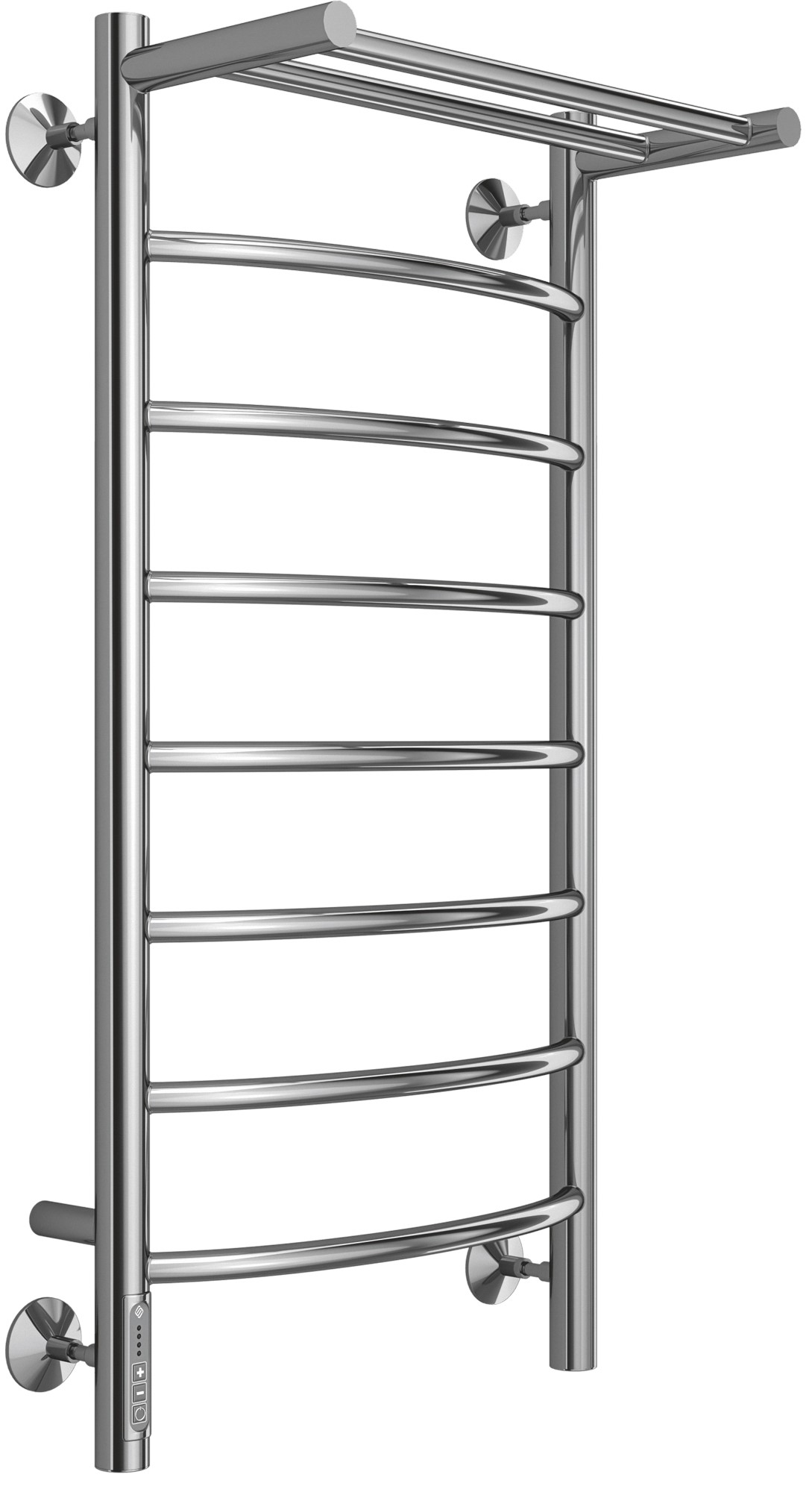 Полотенцесушитель электрический, 400х850 мм, П8, с полкой,  управление quick touch, цв.хром