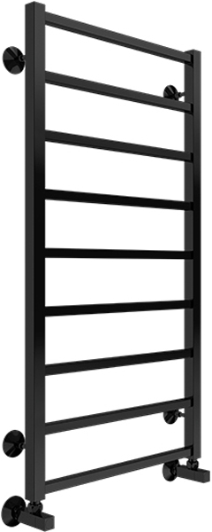 (ЦЕНА ПО ЗАПРОСУ) Полотенц-ль вод. "Контур" П9 500х1000,  подкл. нижн., уголки со сгоном, эксцентрики, отраж. в компл., черн. мат.(RAL 9005 матов), ZZ