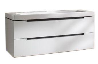 Тумба 987хh420х449мм, д/раковины 1000мм,(2 выдв.отдел., 3 контейн.д/акс., 4 алюм.штанги, 2стекл.перег.,креп.в комп.,(цв. DH Glossy White) Subway 2.0ZZ