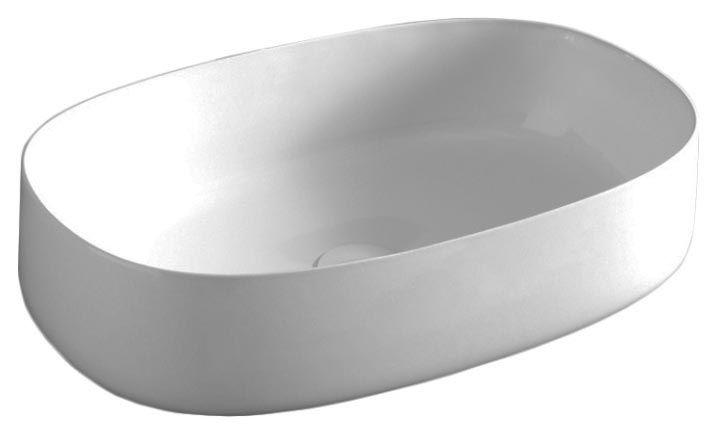 Раковина накладная на столешницу, овальная 550х350хh145мм, без отв.д/смесит., без перелива, (цв. белый), Cognac XX