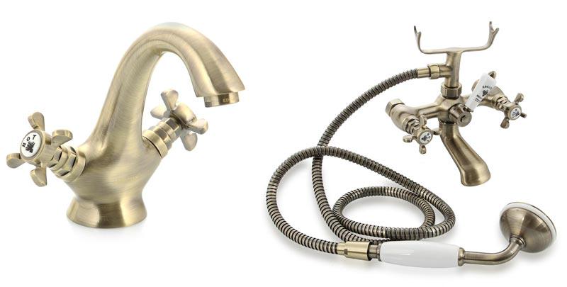 Набор смесителей (для раковины+ для ванны) Верде, БЕЗ донного клапана, с установочным комплектом, бронза KL