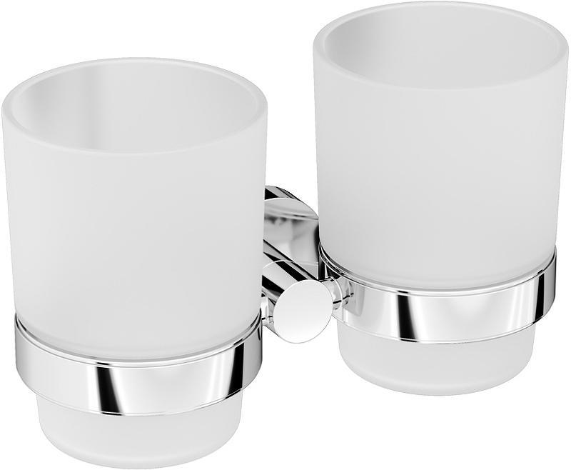 Стаканчик двойной стеклянный настенный, хром, Sense L