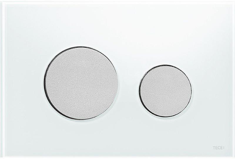 Панель смыва с двумя клавишами, для застенного модуля д/унит., д/горизонт/вертик. установки, (стекло белое, клавиши цв. хром матовый), TECEloop ZZ