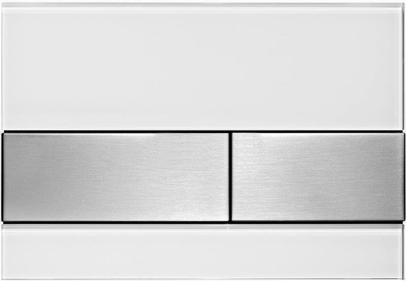 Панель смыва с двумя клавишами, для застенного модуля д/унит., д/горизонт/вертик. установки, (стекло белое, клавиши цв. хром глянцевый), TECEsquare ZZ