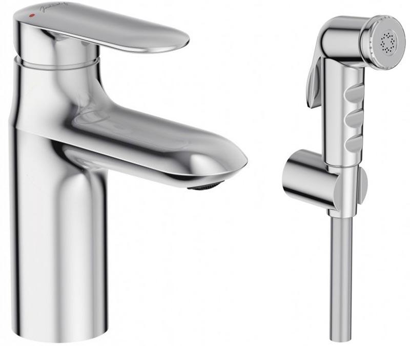 Смеситель для раковины Kumin с гигиенич. душем, донный клапан в комплекте, хром