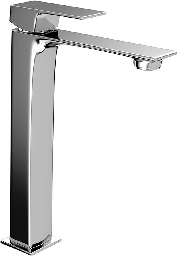 Смеситель для раковины, высокий, без донного клапана, хром